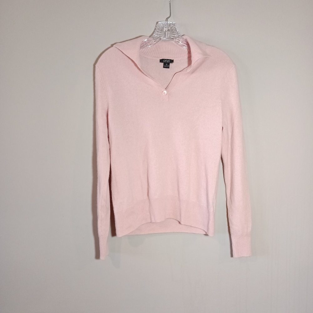 Prive Vintage 100% cashmere Light Pink Collared Women's Sweater Size M